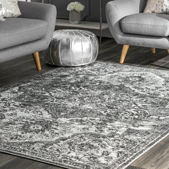 nuLOOM Maryanne Medallion Area Rug, 4' x 6', Gray