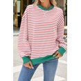 thumbnail image 6 of Sweatshirt For Women Oversized Long Sleeve Striped Pullover Color Block Crewneck Casual Loose Tops Y2K Clothes Workout Shirt, 6 of 7