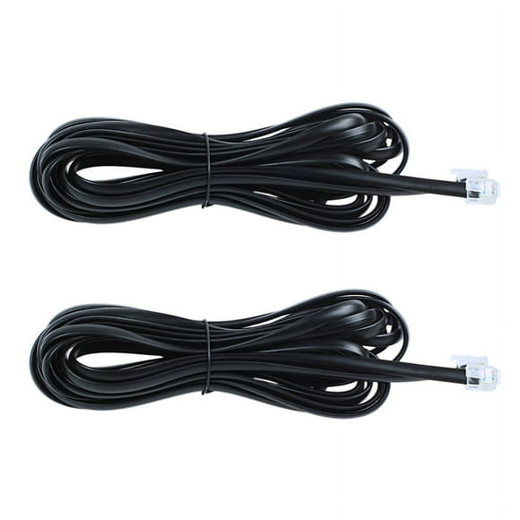 2X 6P6C RJ11 Linea Cable de Telefono del Modem de Fax de Extension de Telefono 5M Longitud Negro