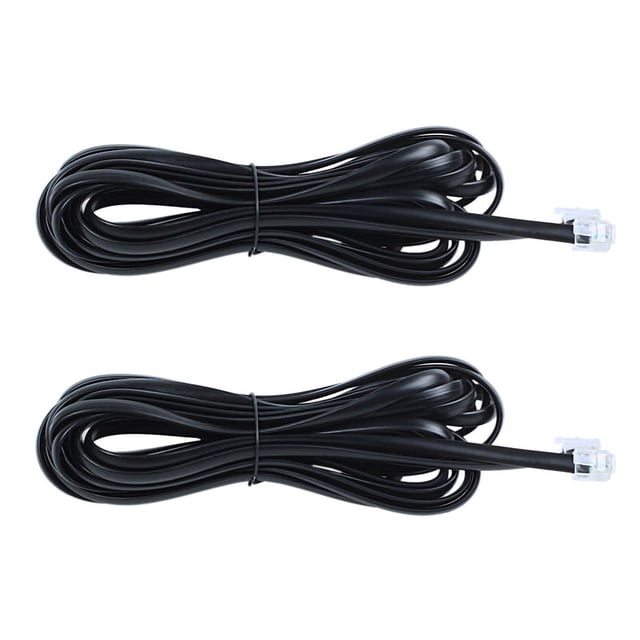 2X 6P6C RJ11 Linea Cable de Telefono del Modem de Fax de Extension de Telefono 5M Longitud Negro