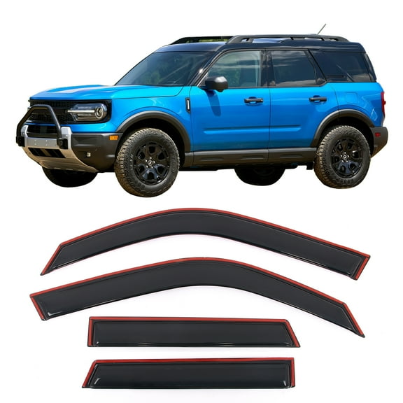 Ikon Motorsports In-Channel Window Visors Fits 2021-2025 Ford Bronco Sport, Slim Style Side Door Rain Vent Guard Deflectors, Acrylic Smoke 4PCS