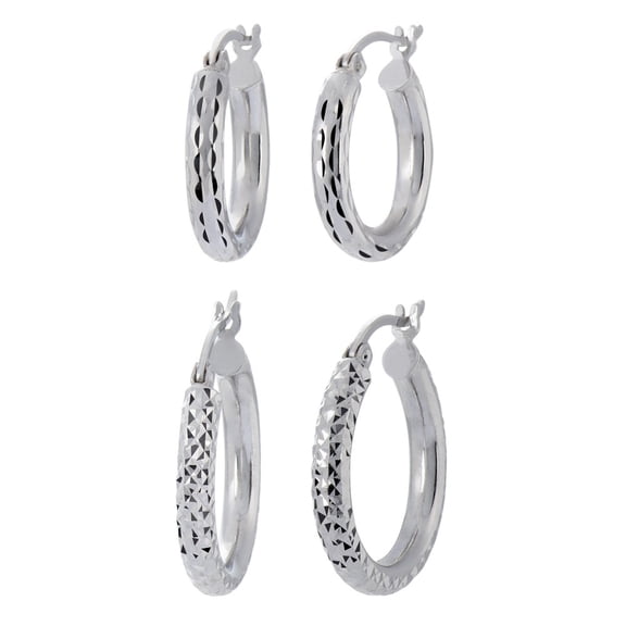 Sterling Silver Set of 2 Hoop Earrings