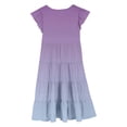 thumbnail image 5 of Quotay Robes pour Préados Filles Été Couleur Dégradée Col Rond Manches Volantées Robe Trapèze à Étages Robe Décontractée Respirante Confortable Robe Ludique pour Enfants Robe Fluide pour 6-15 Ans Violet,140, 5 of 5