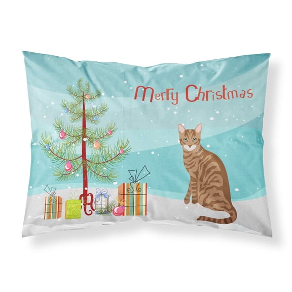 Toyger Cat Merry Christmas Fabric Standard Pillowcase