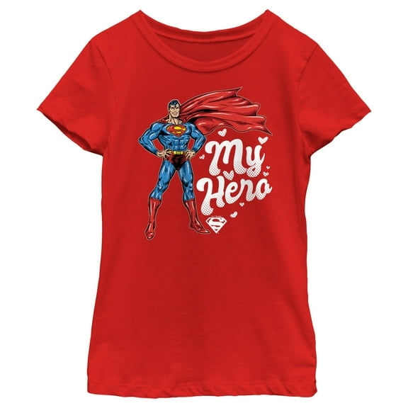 Girl's Superman My Hero Graphic Tee Red Medium