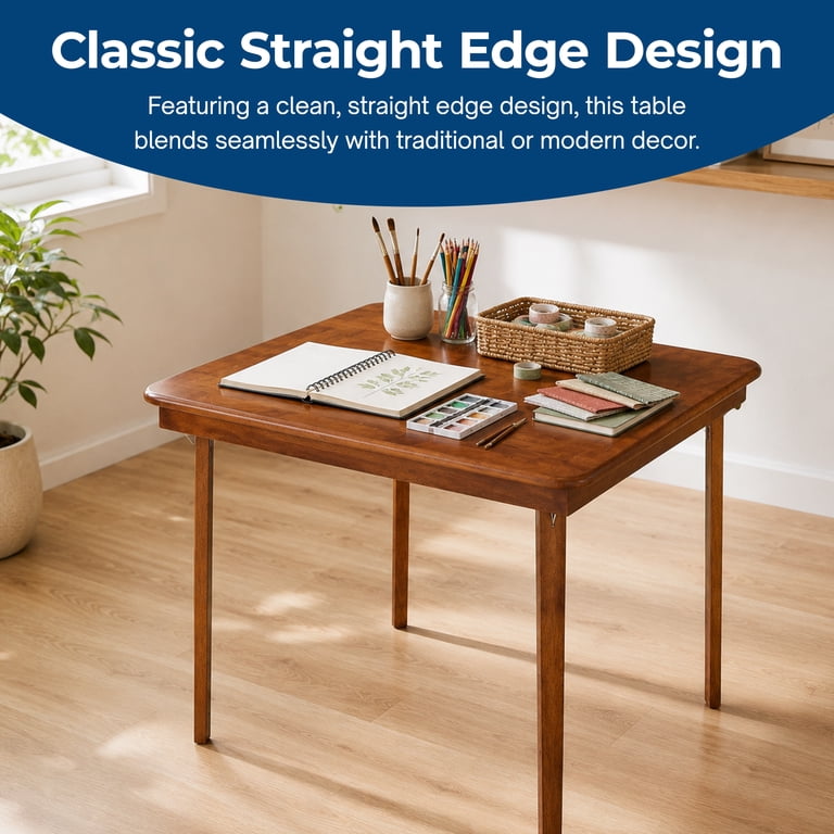 Stakmore, Folding Card Table, 32 x 32 inches, Cherry Finish