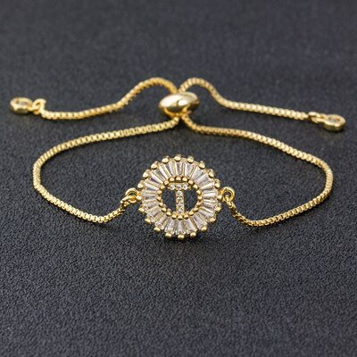 Nidin gran oferta AZ inicial Micro Pave Cubic Zircon letra encanto cadena pulseras ajustable para mujeres amantes joyería regalo brazalete Tan Jianjun unisex