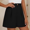 thumbnail image 6 of Women High Waisted Pleated Dress Shorts Casual Business Wide Leg Tailored Short Pants with Pockets, 6 of 9