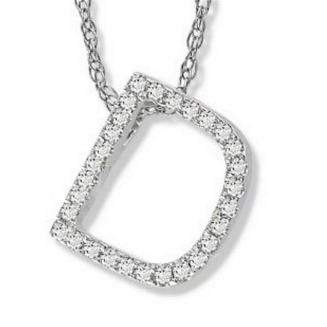 Amanda Rose Collection Diamond Initial D Pendant Set in 14k White Gold