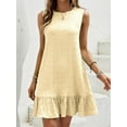 thumbnail image 3 of Women's Ruffle Hem Sleeveless Tank Dress Round Neck Casual Smock Summer Mini Dresses, 3 of 12