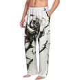 thumbnail image 6 of Salouo Black And White Rose Print Pajama Pants for Men, Lounge Pants Elastic Waistband Casual Men's sleepwear Loungewear Sleep Pajama Pant -Small, 6 of 7