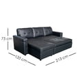 thumbnail image 2 of Ilios Innova | Sofá Cama Kairo Negro de Cuero Sintético, Chaise Longue/Cama Extraíble, 3 Plazas, Estructura de Madera, Funcional y Moderno., 2 of 9