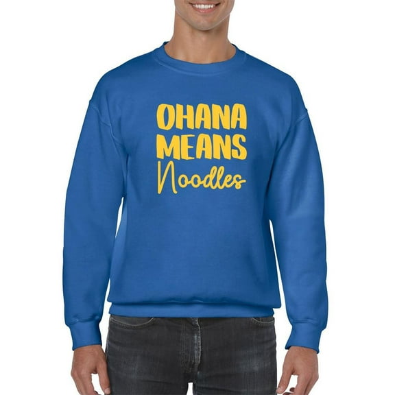 Smartprints Mens Graphic Sweatshirt Royal - Ohana Means Noodles Cotton Blend Regular Fit