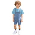 thumbnail image 5 of LRen Overalls for Girls Size 10-12 Summer Denim Shortsalls+ Solid Color Top+Socks 3Piece Set Loose Fit Cotton Daily Wear Stretchy Denim Rompers With Pockets, 5 of 5