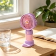 thumbnail image 5 of Cute Handheld Mini Fan Portable Rechargeable Small Fan with Floral Design, USB Charging, Built-in Stand, Ideal Gift for Summer Outdoor Use, 5 of 5