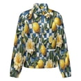thumbnail image 5 of Jackets for Women Winter Coat Jackets Flannel Stand Collar Jacket(Lemons And Flowers on Checkered Background,Size:S-4XL), 5 of 7
