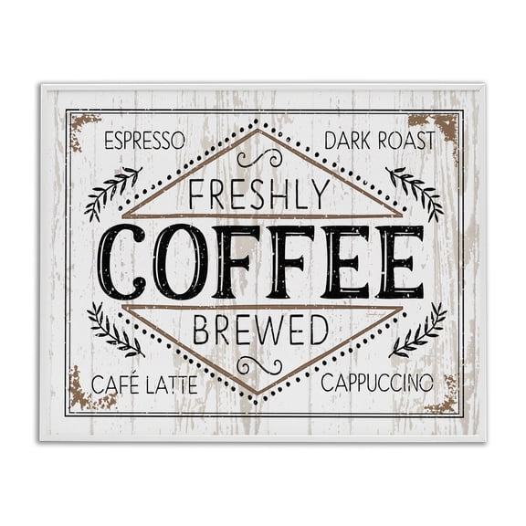 Stupell Industries Charming Fresh Brew Coffee Food & Beverage Painting White Framed Art Print Wall Art, 20 x 16