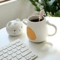 thumbnail image 3 of 14 oz Cute Calico Cat Ceramic Mug with Lid and Spoon - Kawaii Coffee Cup for Women Girls - Lead-Free Tea Tumbler Birthday Gift, 3 of 5