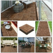 Yaheetech 12 x 12 in 27pcs Acacia Wood Floor Tiles Interlocking Flooring Tiles Patio Pavers Composite Decking for Outdoor & Indoor, Brown