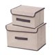 thumbnail image 2 of Cajas de almacenamiento plegables de 2 con tapas - cajas de tela grandes y pequeñas para juguetes, ropa y organización de armarios, caqui/gris/verde, 2 of 7