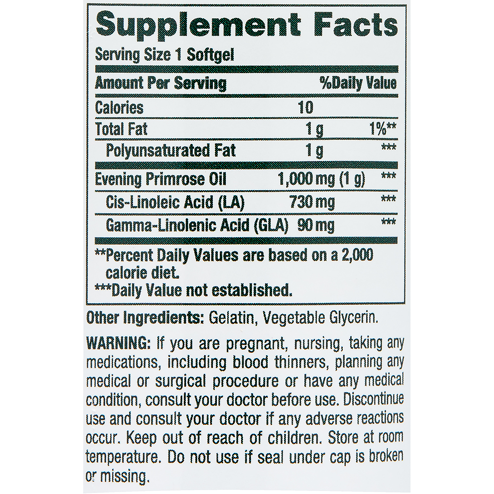 Nature's Bounty Evening Primrose Oil Softgels, Herbal Supplement, 1000 Mg, 60 Ct - image 6 of 8