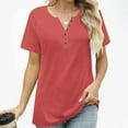 thumbnail image 5 of Tsesme Women’s Buttoned V-Neck T-shirt Fashion Raglan Short Sleeve Tops Summer Lightweight Casual Tees, 5 of 8