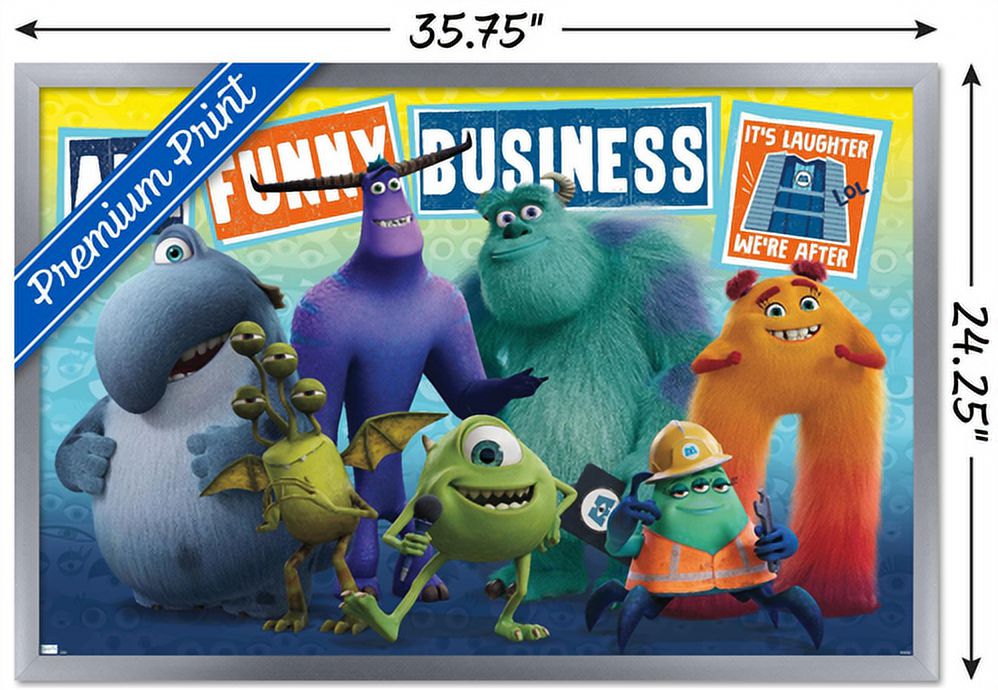 Disney Monsters at Work - Funny Business Wall Poster, 22.375" x 34", Framed