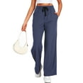 thumbnail image 4 of Cadmus Lightweight Wide Leg Pants for Women 30" High Waisted Casual Lounge Travel Work Sweatpants Loose Fit, 4 of 10