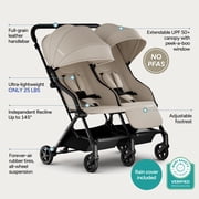 Mompush Lithe Double Stroller with Two Large Individual Side by Side Recline Seat, Khaki, 24.5LB, Unisex