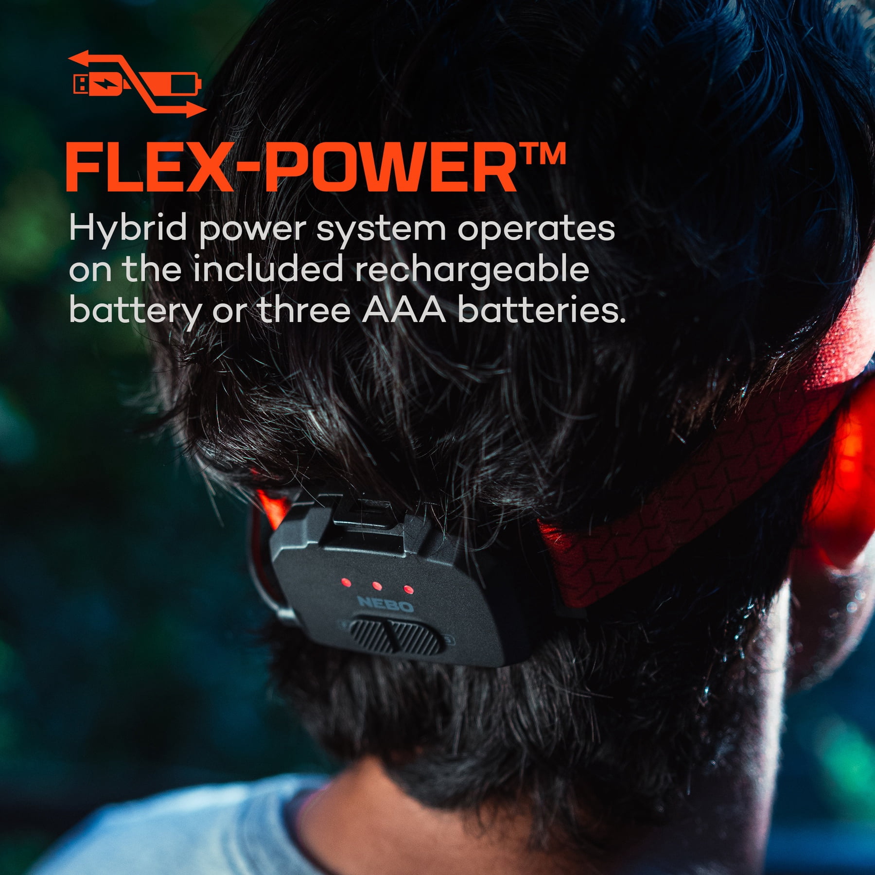 NEBO CurvBeam 600 Lumen LED FLEX (Rechargeable or AAA Battery) Headlamp