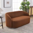 thumbnail image 5 of 68-Inches Boucle Upholstered Loveseat 2 Deeper Seat Sofa, Modern Minimalist Comfy Sherpa Couch for Small Spaces, Brown, 5 of 9