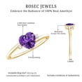 thumbnail image 6 of Rosec Jewels Natural Amethyst Heart Promise Ring - 6 mm - February Birthstone Ring - Ready to Gift for Valentines, 14K Yellow Gold, US 12.50, 6 of 9