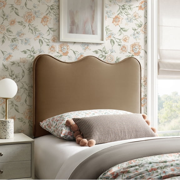 Athena Stain-Resistant Performance Velvet Twin Size Headboard in Taupe