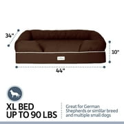 PetFusion Ultimate Orthopedic Memory Foam Dog Bed & Lounge with Medium Firmness Pillow, Waterproof Liner & Breathable Cotton Cover, Extra-Large XL, Brown