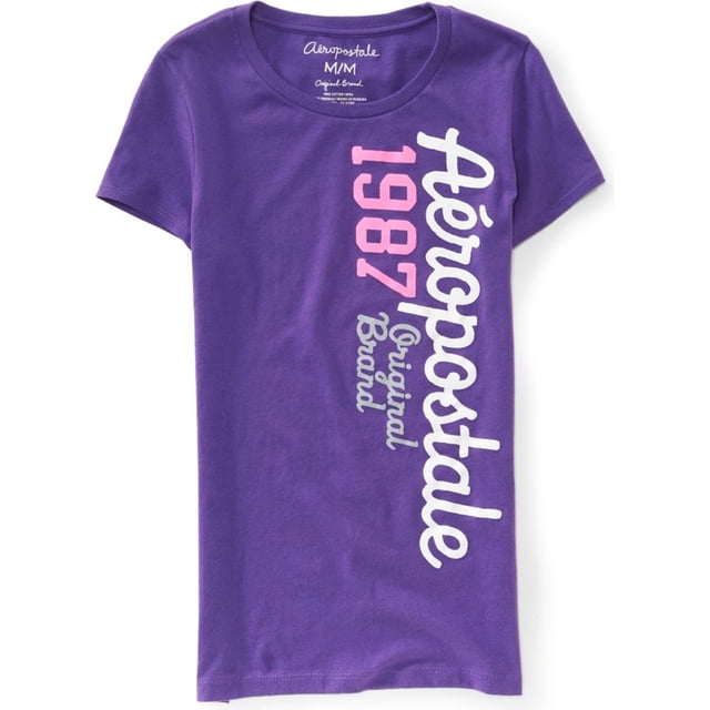 Aeropostale Womens 1987 SS Graphic T-Shirt, Púrpura, Small