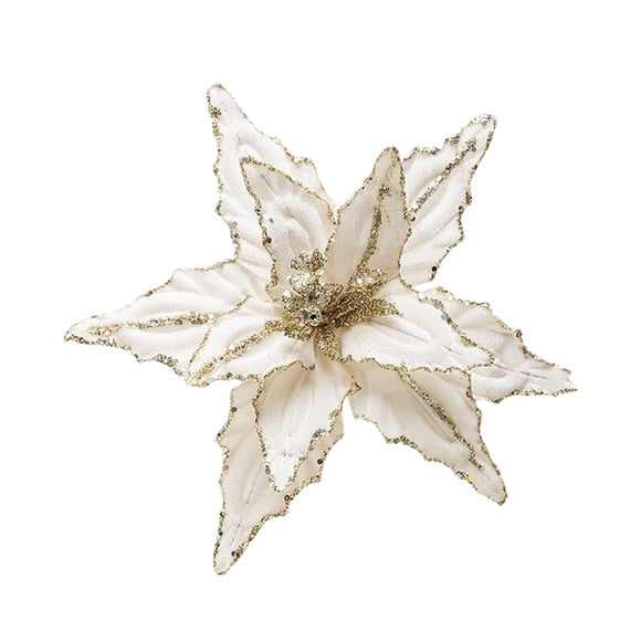 Injueey La Navidad del paño florece la decoración del terciopelo del brillo de los 26CM para que el árbol o las guirnaldas parezcan Kits de decoración para fiestas platino