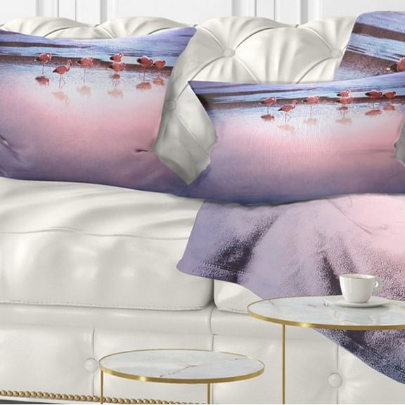 Designart 12" x 20" Multi-color Sea Shore Polyester Throw Pillow