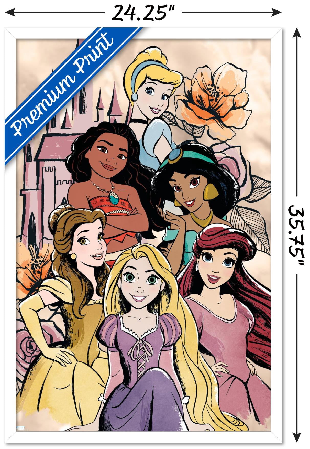 Disney Ultimate Princess Celebration - Castle Group Wall Poster, 22.375" x 34", Framed
