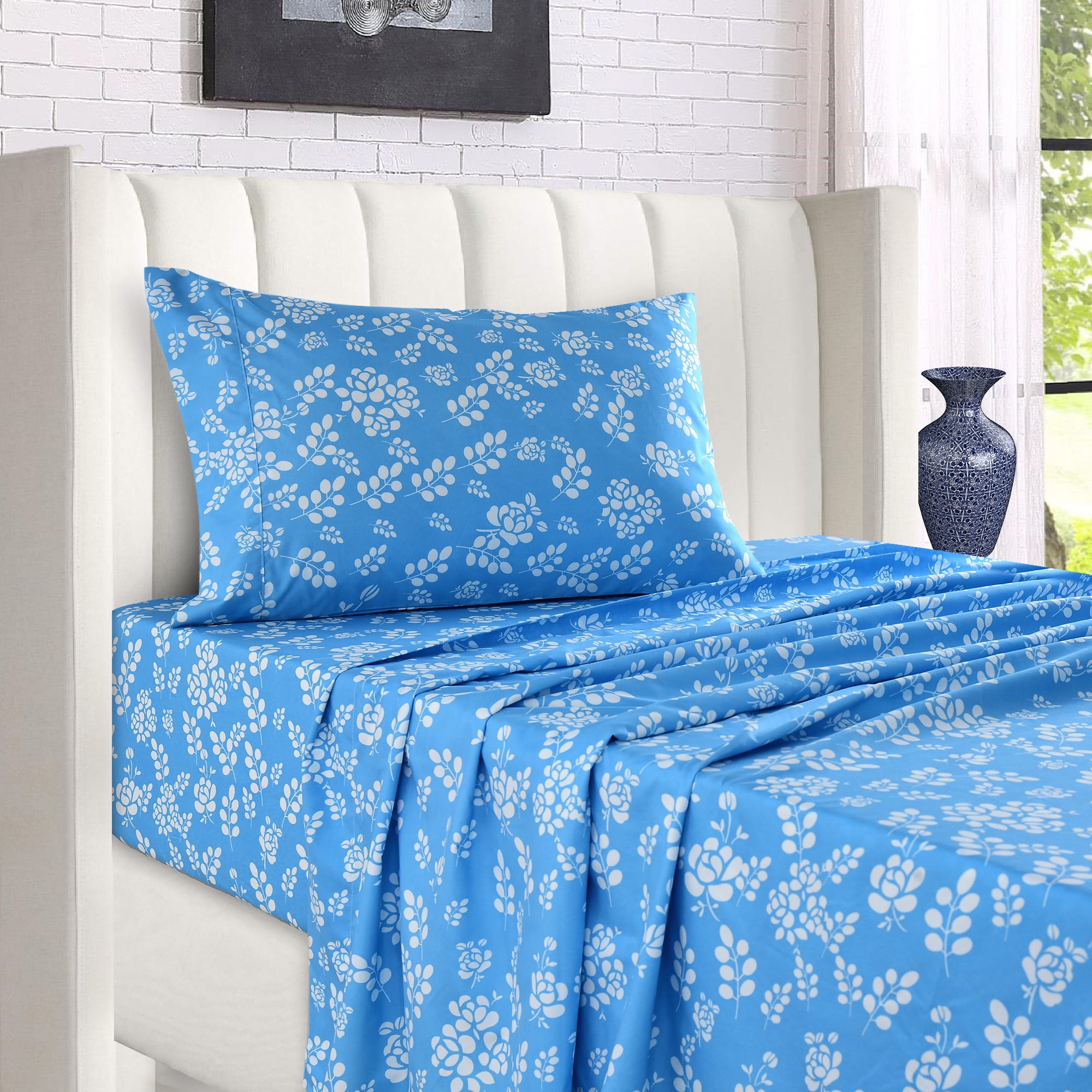 Lux Decor Collection Premium 3 PC Bed Sheet Set 1800 Microfiber Bedding  Sheets - Super Soft, Warm, Breathable, Cooling, Wrinkle Free Twin Sheets -  Blue - Walmart.com
