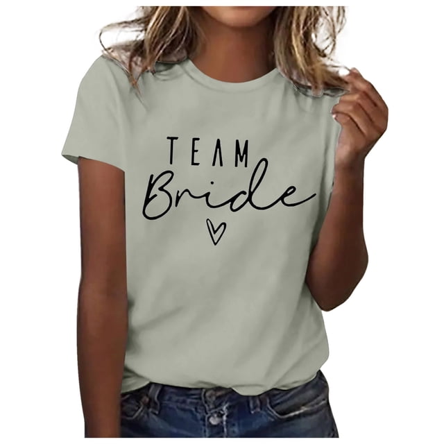 Fgnfyis T-Shirts à Manches Courtes pour Femmes Mode pour Femmes pour Hauts Décontractés T-Shirt à Manches Courtes à Col Rond Tee T-Shirt avec Imprimé de Lettres Haut Ample T-Shirts pour Femmes Vert_001 S
