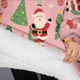 thumbnail image 3 of Oversized Wearable Blanket Hoodie,Pink Christmas Santa Pattern Sherpa Blanket Hoodie with Super Pockets,Super Warm Fuzzy Pullover for Women & Men, 3 of 6
