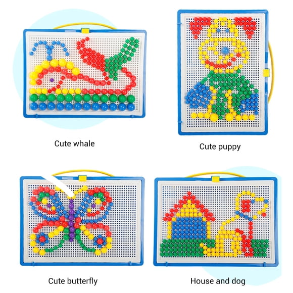 Juego de rompecabezas de tablero perforado con uñas de setas de colores, juego de rompecabezas de mosaico 3D, bloques de construcción, Kit de juguetes para manualidades para niños, 296 Uds.