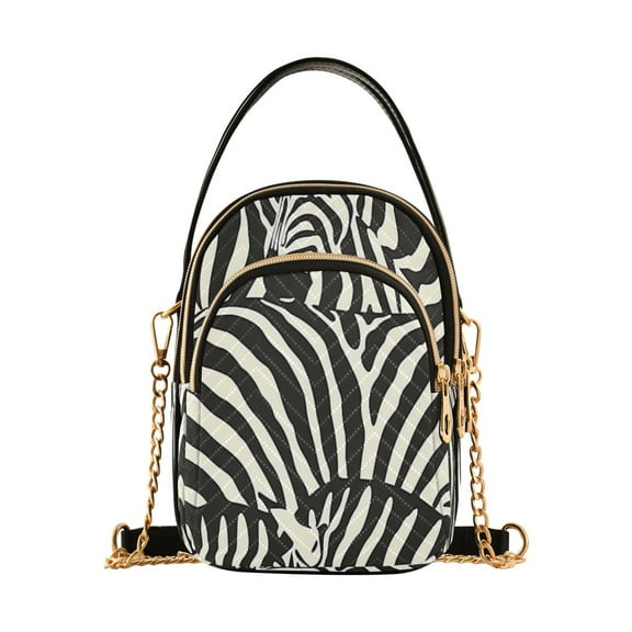 ALAZA Chain Crossbody Bags for Women Zebra Black Print Shoulder Handbag Phone Purse