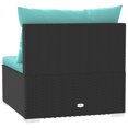 thumbnail image 5 of vidaXL Garden Middle Sofa with Cushions Black Poly Rattan, 5 of 5