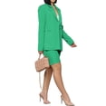 thumbnail image 3 of Franhais Women Two-piece Pants Suit, Solid Color Single-breasted Blazer and Straight Fit Shorts, 3 of 6