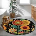 thumbnail image 3 of Round Rugs 3Ft, Vintage Sunflower Round Area Rug Washable Indoor Throw Carpet, Black Boho Ethnic Summer Botanical Small Non Slip Circle Rug for Bedroom Living Room Home Decor Aesthetic, 3 of 8
