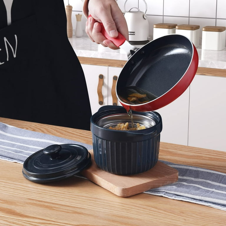 Ceramic Bacon Grease Container With Strainer And Lid, Bacon Grease Keeper, Bacon  Grease Storage Pot With Stainless Strainer, Bacon Grease Oil Container, Oil  Storage Can Keeper, Porcelain Fat Separator Filter Container, Kitchen