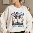 thumbnail image 2 of 4th of July Sweatshirt - Chicka Boom Boom Funny Chicken Graphic Pullover with Fireworks & USA Glasses - Patriotic Farm Animal Shirt, 2 of 7