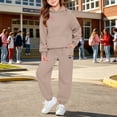 thumbnail image 2 of CPNG Girls 2 Piece Outfits Football Bow Print Long Sleeve Hoodie with Matching Jogger Pants Kids Loose Casual Sweatsuit Set, 2 of 5