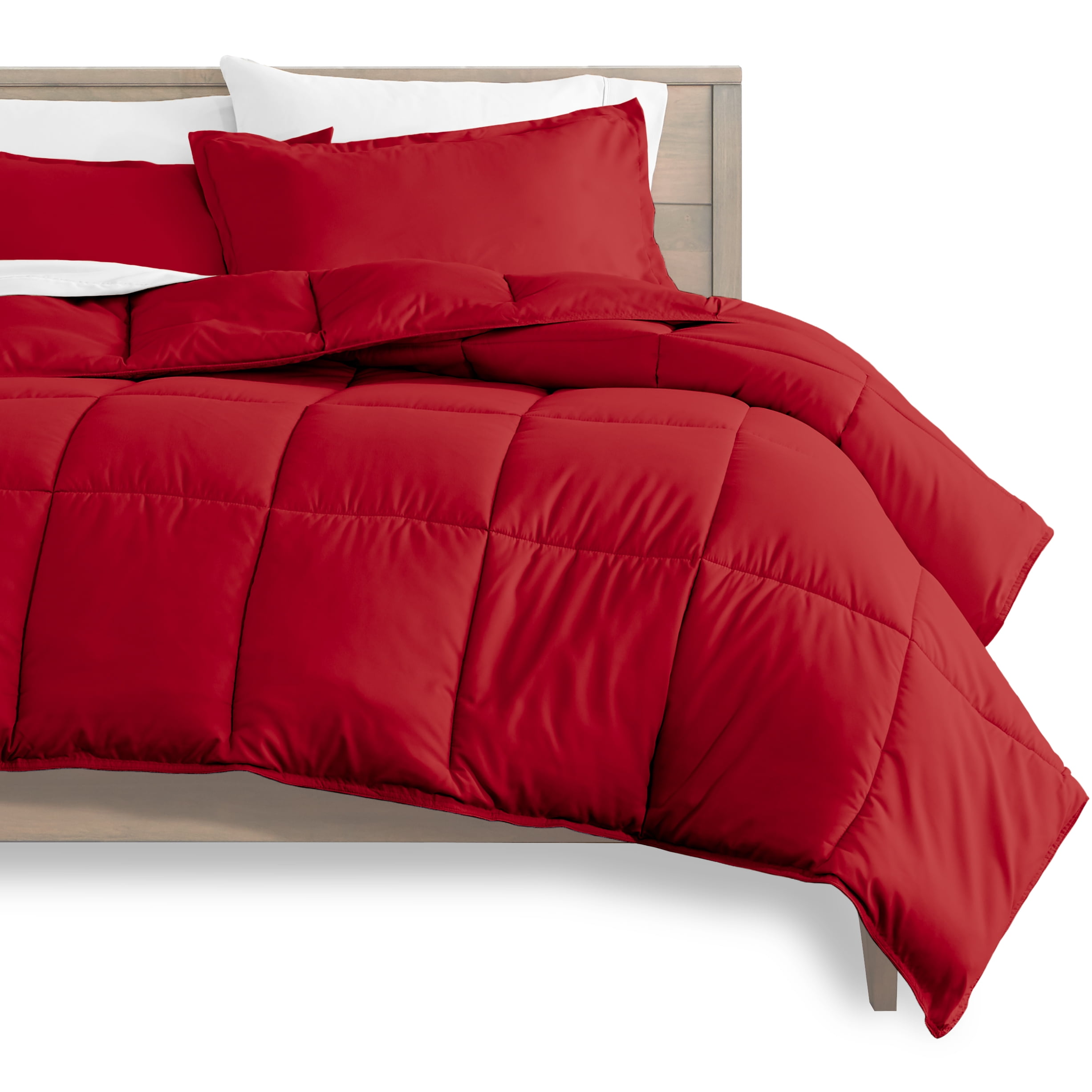 Bare Home Ultra-Soft Goose Down Alternative Comforter Set, King/Cal King, Red
